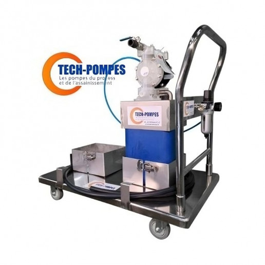 Chariot mobile de distribution de liquides chimiques avec pompe pneumatique &agrave; membranes