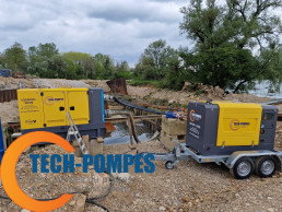 2 motopompes en assèchement de batardeau