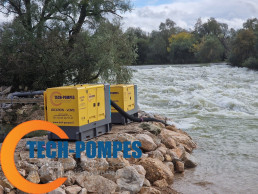 Motopompes thermiques en bord de rivière pour construction d'une turbine