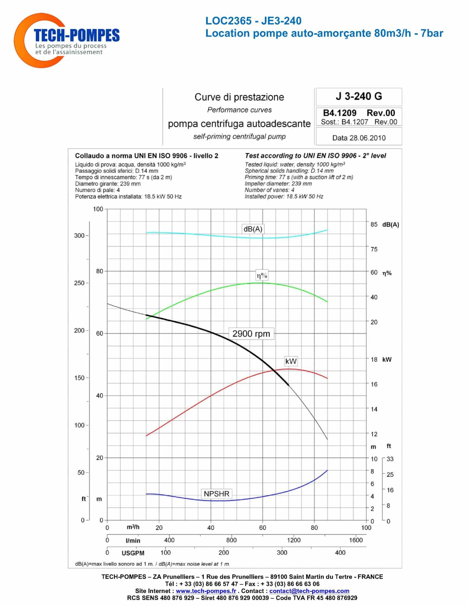NT pompe centrifuge auto-amorçante JE3-240 location