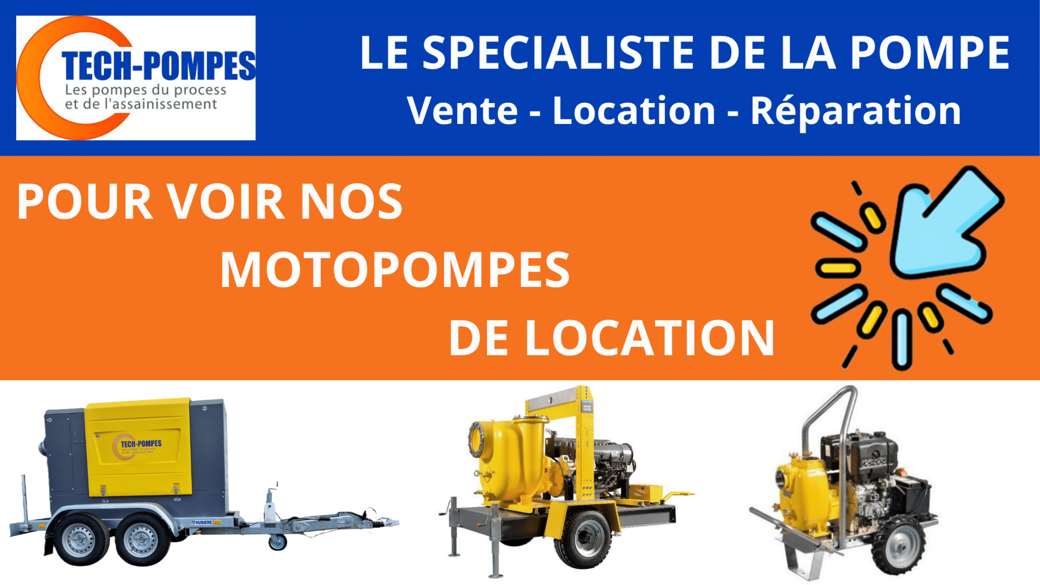 Bannière location motopompes thermiques