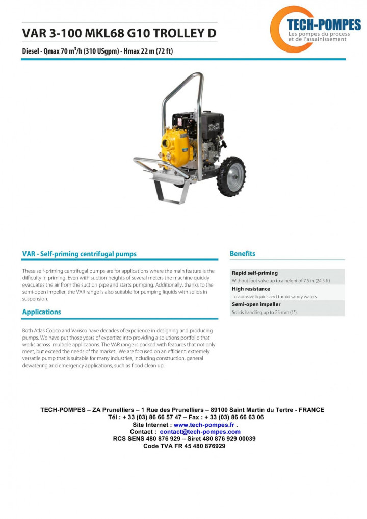 Pompe Thermique VAR3-100 MKL68 G10 sur roues