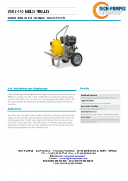 Motopompe VAR3-140 MKL08 sur roues