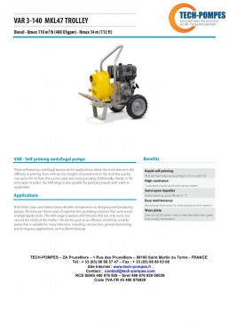 Motopompe VAR3-140 MKL47 sur roues